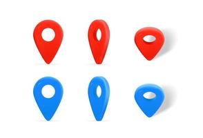 Red and blue map pins isolated on white background vector