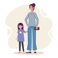 mother with daughter avatars characters vector