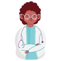 physician cartoon with stethoscope white background vector