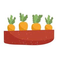 jardinería zanahorias hortalizas plantación dibujado a mano color vector