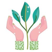 ecology hand with plant vector