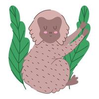 monkey jungle animal wildlife cartoon hand drawn style vector