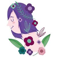 dibujos animados de decoración de flores de mujer linda vector