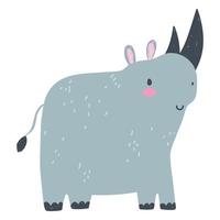 rinoceronte selva animal vida silvestre dibujos animados dibujados a mano aislado vector