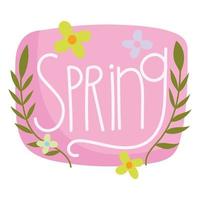 spring hand drawn text flowers branches nature vector