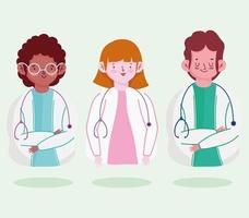 physicians staff medical female and male characters vector