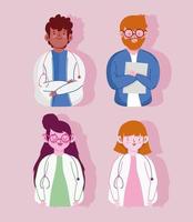 medical staff female and male physician characters set vector