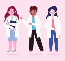 group doctors medical characters professional cartoon vector