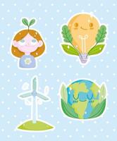 ecology cute set vector