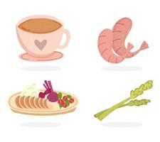 healthy food coffee shrimp celery and dinner vector