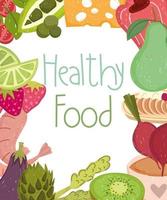 healthy food nutrition dieat with vegetables fruits vector