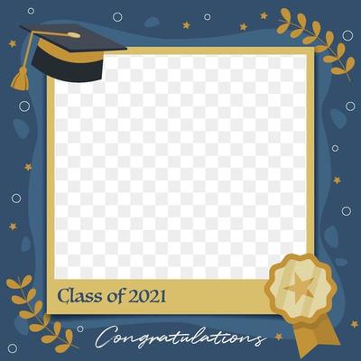 Flat Blue and Yellow Graduation Photo Frame Template