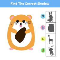 Find the correct shadow animal hamster vector illustration