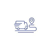 delivery service icon with van and destination point vector