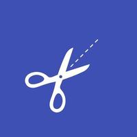 scissors and cutting line icon vector