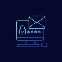 mail access with password thin line icon vector