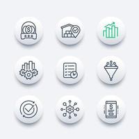 business management icons line vector set