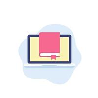 book and laptop or electronic library icon vector