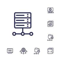 hosting networks and ftp servers line icons vector