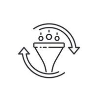 filtering and conversion vector line icon with funnel