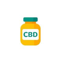 icono de botella de aceite de cbd en blanco vector