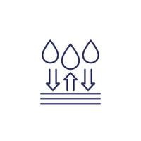 Icono de línea de vector impermeable o resistente al agua en blanco