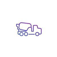 concrete mixer truck line icon vector