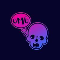 OMG text with skull vector