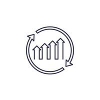 continuous growth icon line vector on white