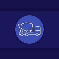 concrete mixer truck vector linear icon