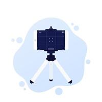 mobile phone on tripod for vlog recording with smartphone vector