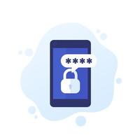 Mobile security and password access vector icon