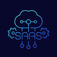 Saas Software as a service line vector icon with cloud