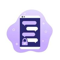 protected chat app icon with a smart phone vector