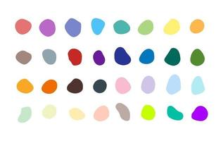 Set of many isolated vector colored blotches inkblots rich collection of organic blobs blots speck shapes splat fleck scalable graphic design elements stones rocks silhouettes ink stains mottle spots