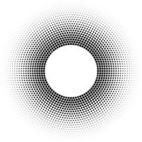 Halftone ring or torus vector pattern with black dots design element circle raster texture on white background