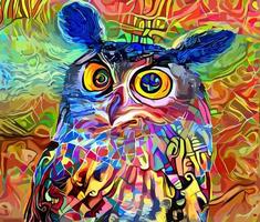 Abstract Wise Owl Impressionist Portrait Painting vector