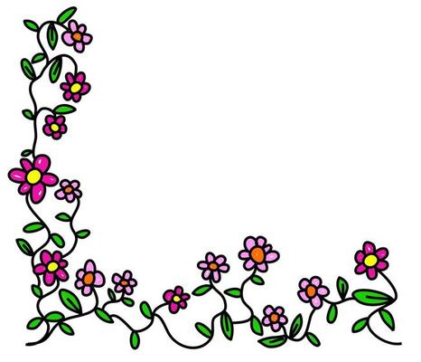 Doodle Daisy Flower Corner Border