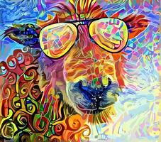 Funny Abstract Sheep Portrait Painting vector