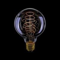 Edison realistic antique glowing light bulb Vector illustration of paints