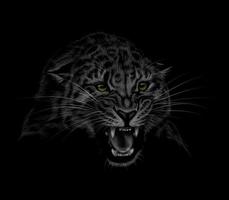Portrait of a leopard head on a black background Grinning of a leopard Vector illustration