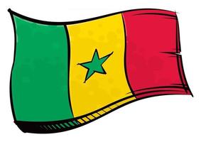 Painted Senegal flag waving in wind vector