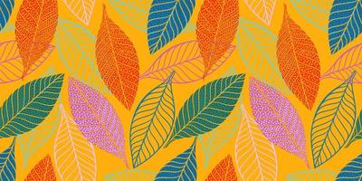 Bright funny pattern with abstract leaves vector