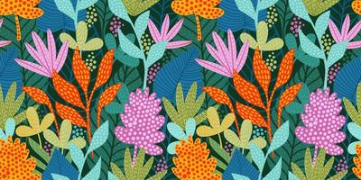 Bright funny pattern with abstract leaves vector