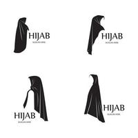 hijab women black silhouette vector