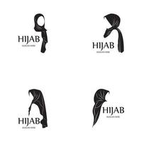hijab women black silhouette vector