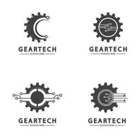 Tech gear logo vector design template