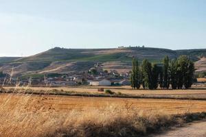 Beautiful view of an agricultural village at sunset photo