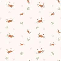 Children sea pattern with crabs and stars vector