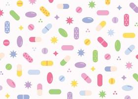 Cute colored pill pattern background design. Simple pattern design template. vector